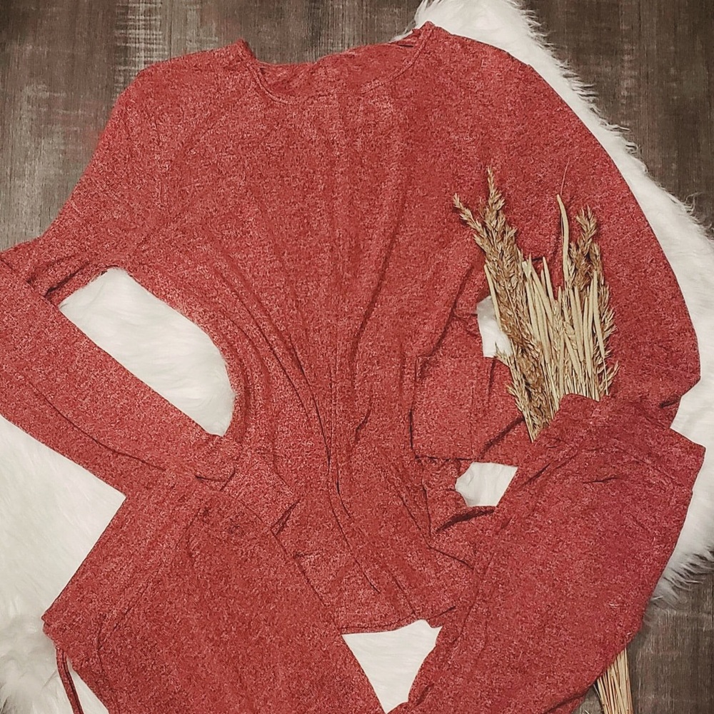 Sweater Knit Lounge Set (red)
